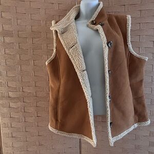 Vintage Brown Sherpa Lined Vest